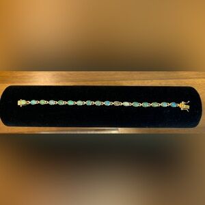 Gold Plated Sterling Silver Opal Link Bracelet